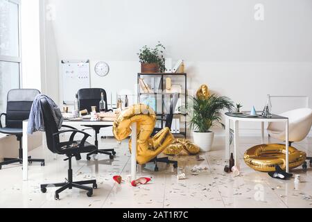 Interior of office after New Year party Stock Photo
