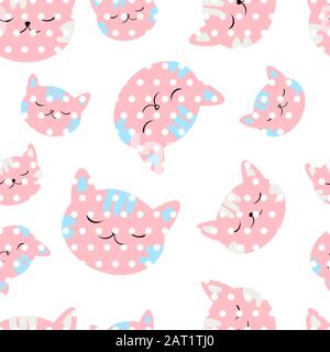 Abstract seamless magic pattern on black background with pink, blue, purple neon gradient stars, dots, heats. Romantic repeated backdrop. Stock Vector