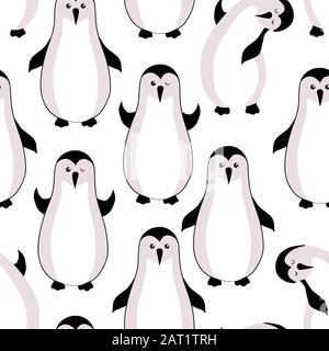 animal character cute penguin pattern white background Stock Vector