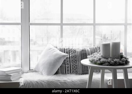 Cozy place for rest on window sill Stock Photo