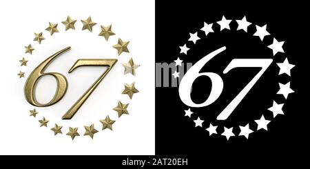 Golden number 67 sixty seven made of inflatable balloon Stock Photo - Alamy