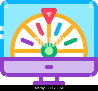 Roulette in Computer Icon Vector Outline Illustration Stock Vector