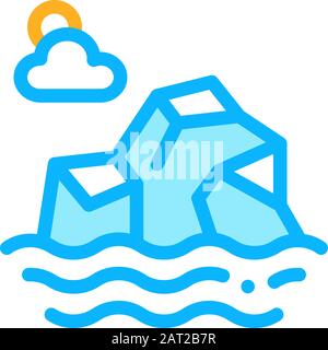 Iceberg in Sea Icon Vector Outline Illustration Stock Vector