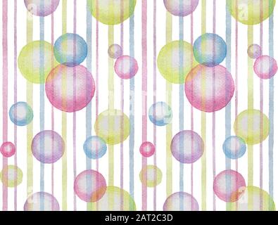 Vector watercolor abstract seamless pattern with bubbles Stock Vector