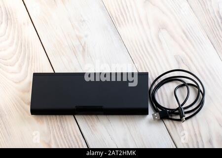 External battery for mobile devices. battery bank. Stock Photo