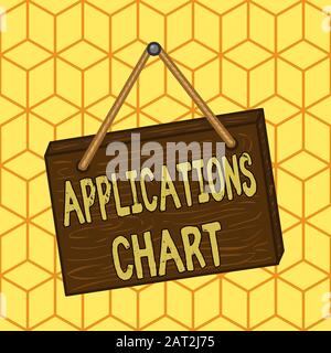Writing note showing Applications Chart. Business concept for graph used to study how a process changes over time Square rectangle unreal cartoon wood Stock Photo