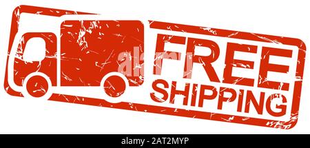 grunge stamp with frame colored red and text free shipping Stock Vector