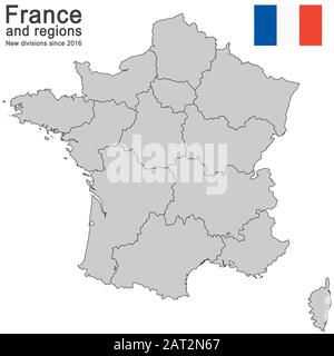 silhouettes of country France and new regions since 2016 Stock Vector