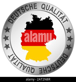round button with silhouette of germany and text German Quality (in german) Stock Vector