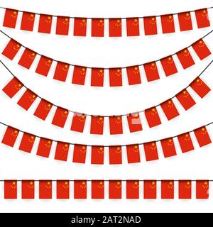 different garlands with national colors of china flag Stock Vector