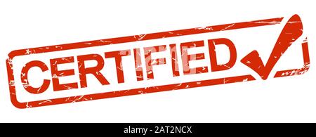 grunge stamp with frame colored red and text certified Stock Vector