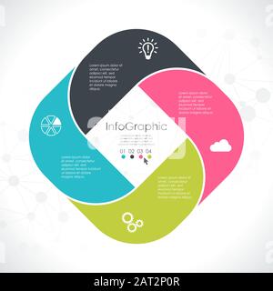 colored template of business info graphic with different options showing team work process Stock Vector