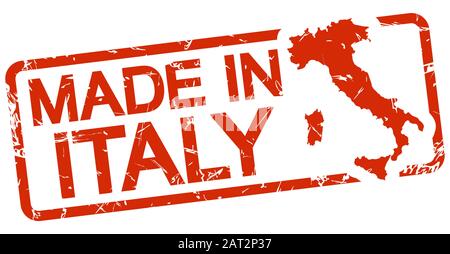 grunge stamp with frame colored red and text Made in Italy Stock Vector