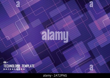 Abstract technology of ultraviolet square pattern design of new trend artwork background. Use for ad, template, artwork, cover design, presentation. Stock Vector