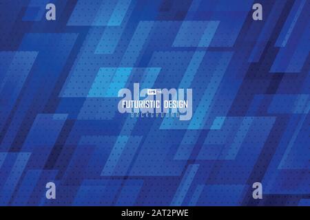 Abstract gradient technology blue sheet overlap pattern design with halftone decorative background. Use for futuristic ad, poster, artwork, template Stock Vector