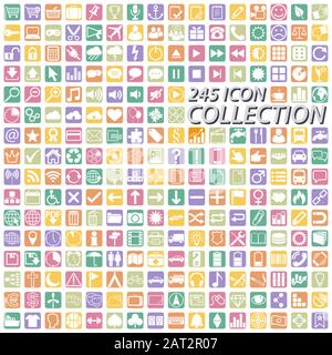 big icon collection for business usage, 245 different colored icons Stock Vector