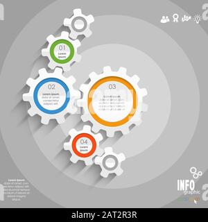gear wheels info graphic for cooperation or teamwork symbolism with different options Stock Vector