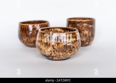 Hand made ceramic cups Stock Photo