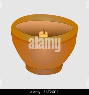 Citronella bucket candle isolated on white background. Citronella candles used as mosquito repellent. Mosquito repellent clay candles. Stock vector Stock Vector