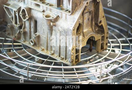 New manufactured engines in a factory. Stock Photo