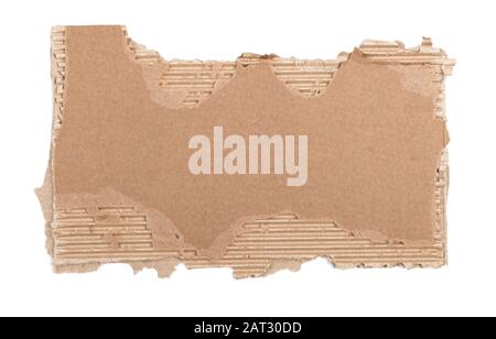 Cardboard piece with ripped edge for message. Isolated on white background Stock Photo