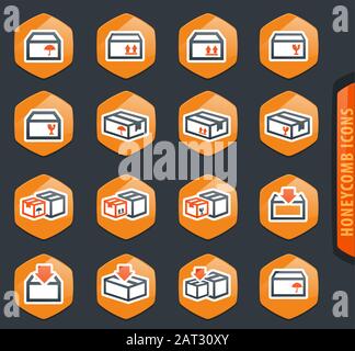 Box simple icon collection. Box in flat style. Carton box icons. Vector ...