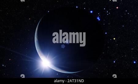 Planet Earth. Abstract cosmic background. Space sunrise. 3D Illustration. Texture for render globe furnished by NASA Stock Photo
