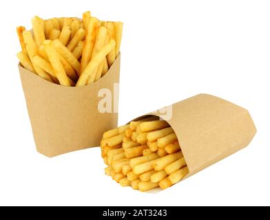 Sweet potato fries in a takeaway card container box with a wood fork.  Disposable recycling sustainable plastic free takeaway packaging Stock  Photo - Alamy