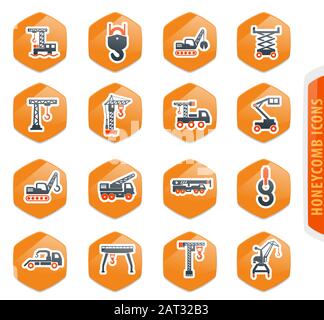 Crane and lifing machines icon set Stock Vector