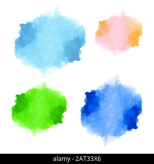 Rainbow colors watercolor paint stains vector backgrounds set Stock Vector