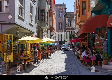 ISTANBUL, TURKEY - JULY 27, 2019: Typical street and building in Balat district in city of Istanbul, Turkey Stock Photo
