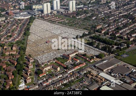 aerial view of Tottenham Park Cemetery, North London, UK Stock Photo