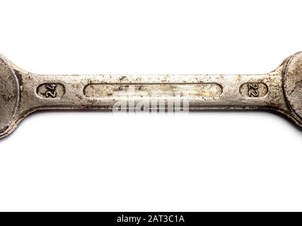 Rusty wrench isolated on white background Stock Photo