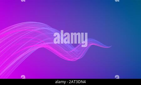 Illustration of abstract fluid neon background, blue and pink gradient, glowing wavy shape Stock Photo