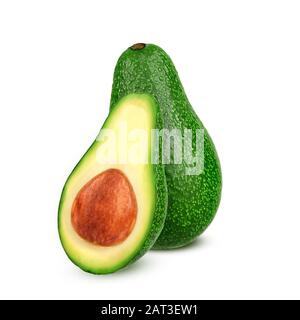 Fresh avocado fruits isolated on white background Stock Photo