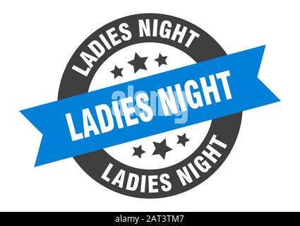 ladies night sign. ladies night round ribbon sticker. ladies night tag Stock Vector