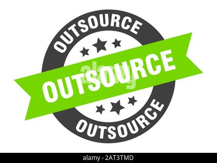 outsource sign. outsource round ribbon sticker. outsource tag Stock Vector