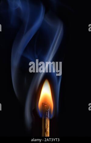 Macro Photo Of Burning Matches On Black Background Stock Photo