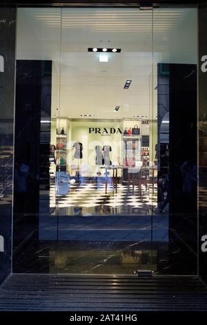 Prada Store, Via della Spiga, Quadrilatero della moda, fashion square or Via Montenapoleone fashion district, Milan, Lombardy, Italy, Europe Stock Photo