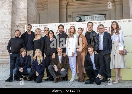 January 30, 2020, Rome, Italy, italy: Rome, The Space Cinema,.Photocall of the movie â€œGli anni piÃ¹ belliâ€..In the picture: The complete cast (Credit Image: © Lucia Casone/ZUMA Wire) Stock Photo