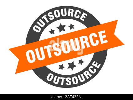 outsource sign. outsource round ribbon sticker. outsource tag Stock Vector