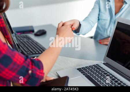 The conclusion of the transaction. Handshake Stock Photo - Alamy