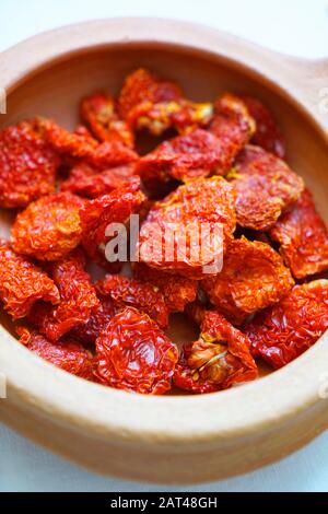 Traditional sundried cherry tomatoes from Sicily, Italy, Europe Stock Photo