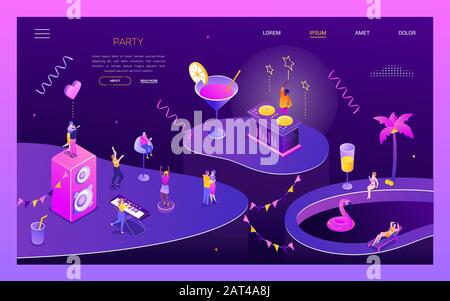 Party and celebration - modern isometric vector web banner Stock Vector