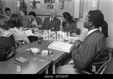 International Youth Congress in Anne Frankhuis. Mr. Kate. Otto Frank as interested Date: 23 July 1968 Keywords: congresses, youth Institution name: Anne Frank House Stock Photo