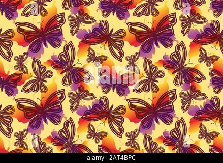 Butterflies, Seamless Pattern Stock Vector