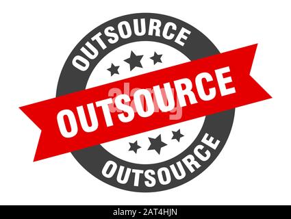 outsource sign. outsource round ribbon sticker. outsource tag Stock Vector