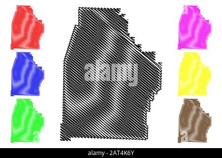 Madison County, Arkansas (U.S. county, United States of America,USA, U.S., US) map vector illustration, scribble sketch Madison map Stock Vector