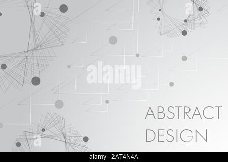 Abstract grey and white line and circle background. Modern technology geometric design. Stock Vector