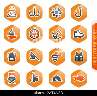 Fishing icons set Stock Vector